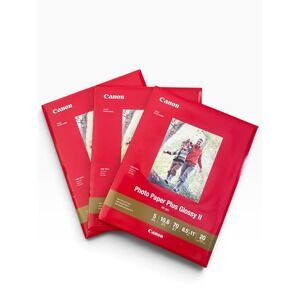 Lot of 3 Canon Photo Paper Plus Glossy II PP-301 8.5x11 20 Sheets Each 60 Total